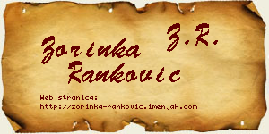 Zorinka Ranković vizit kartica